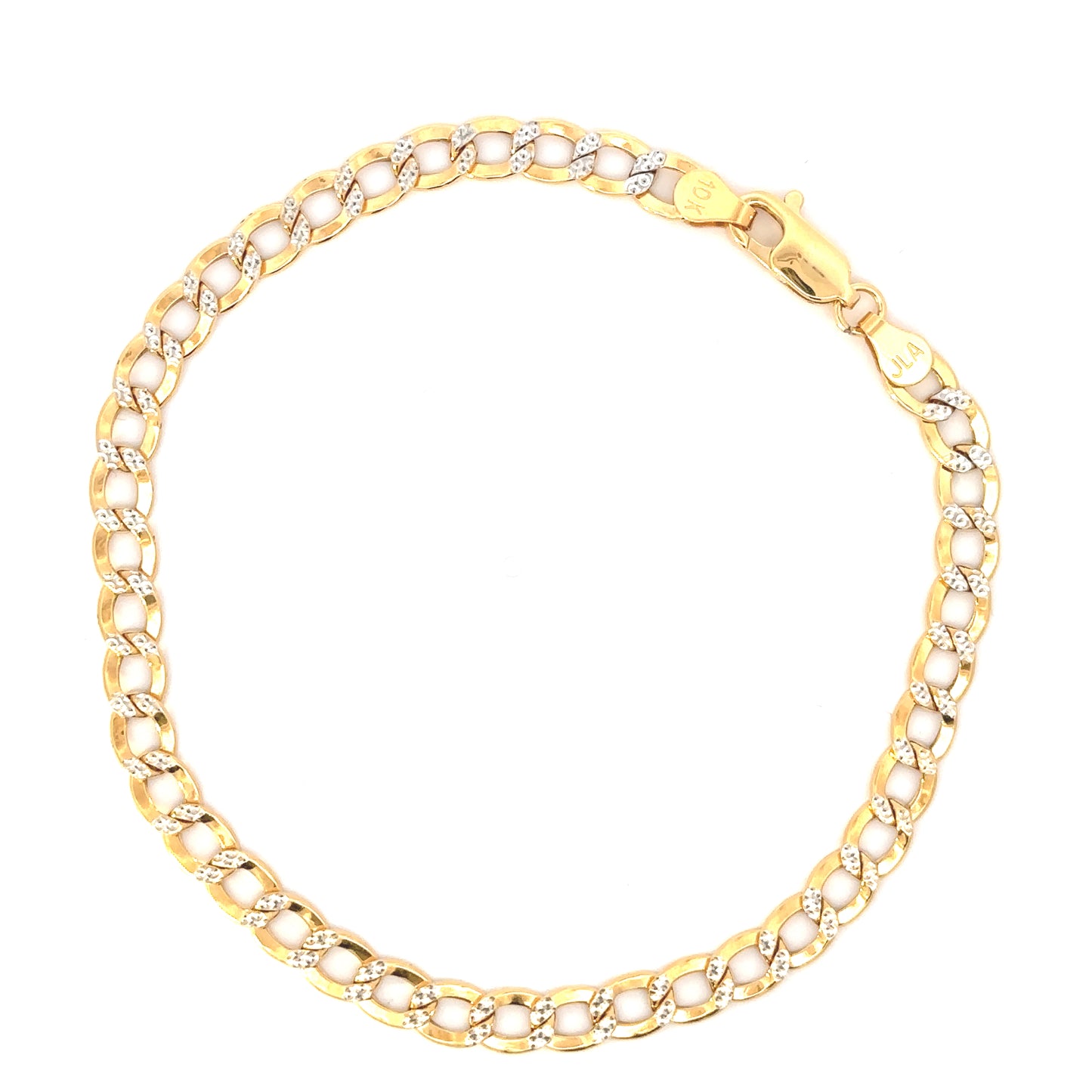 10K 2-Tone Diamond Cut Curb Link Bracelet