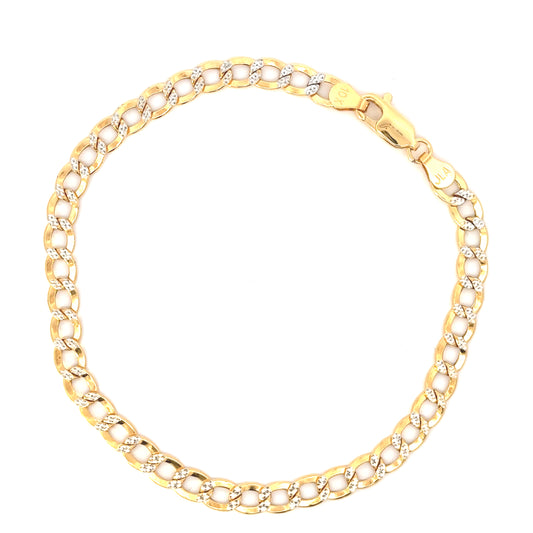 10K 2-Tone Diamond Cut Curb Link Bracelet