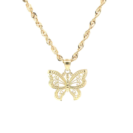 10K Yellow Gold Butterfly Rope Pendant