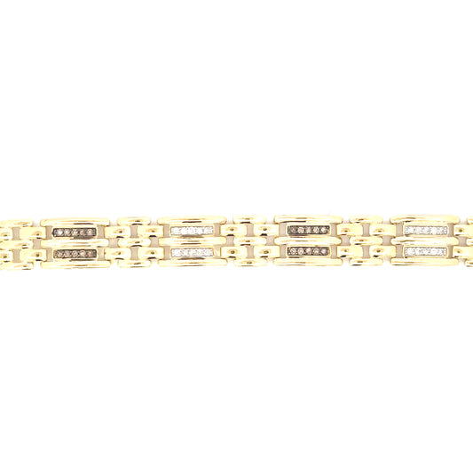 10K Yellow Gold Mens Diamond Link Bracelet