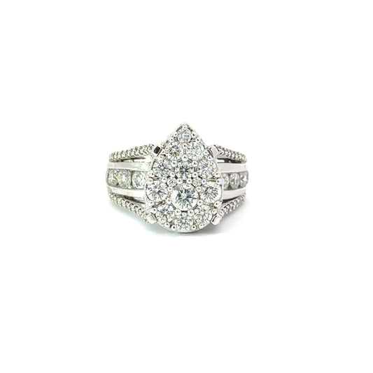 14K White Gold Teardrop Diamond Engagement Ring
