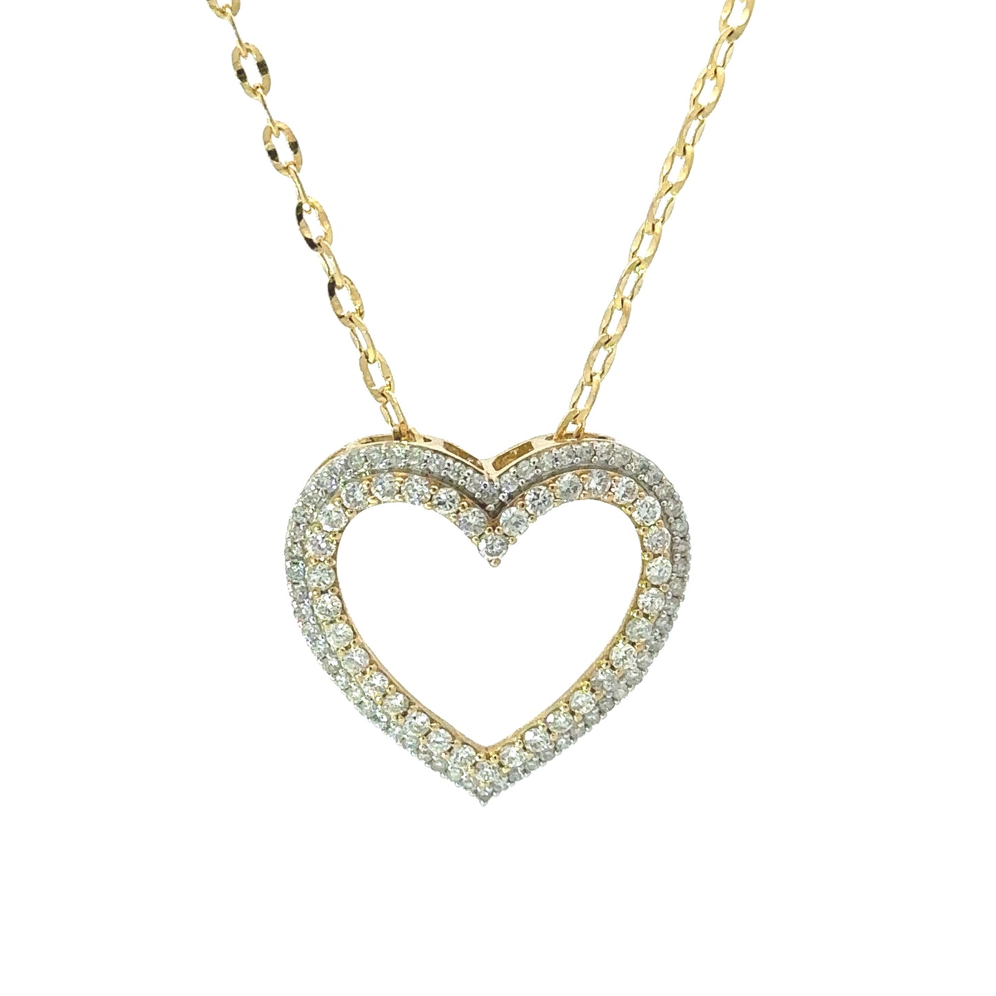 10K Yellow Gold Diamond Heart Pendant 1.00 CTTW