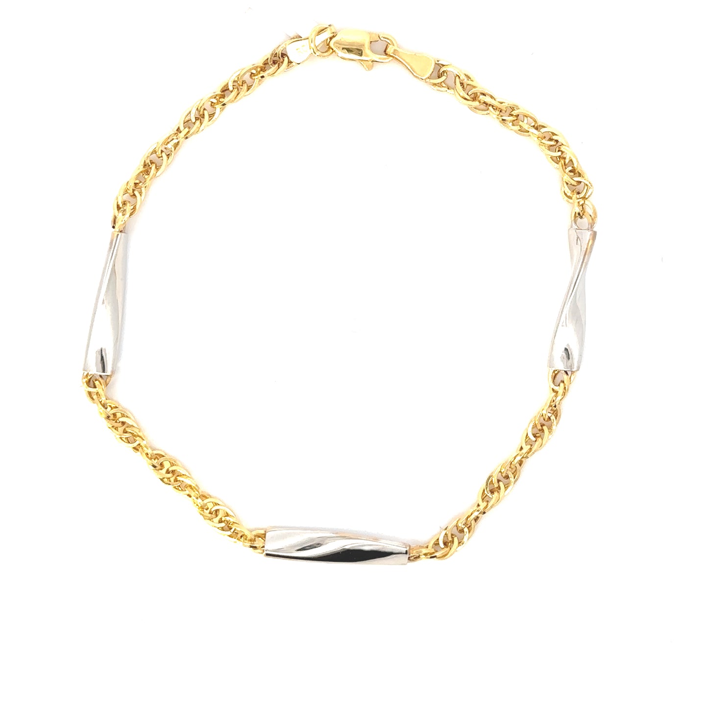 14K 2-Tone Twist Bar Bracelet