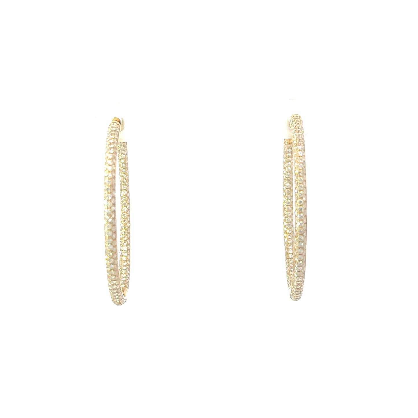 18K Yellow Gold Diamond Hoop Earrings