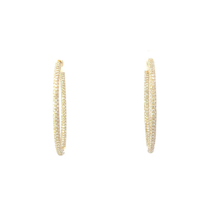 18K Yellow Gold Diamond Hoop Earrings