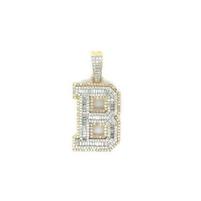 10K Yellow Gold Diamond Letter B Charm