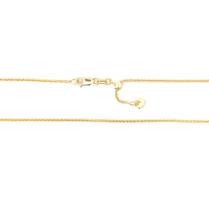 14K Yellow Gold Adjustable Wheat Chain