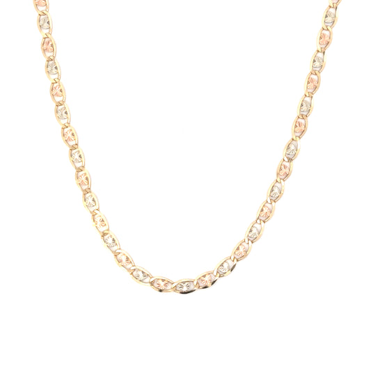 14K Tri Color Heart Chain