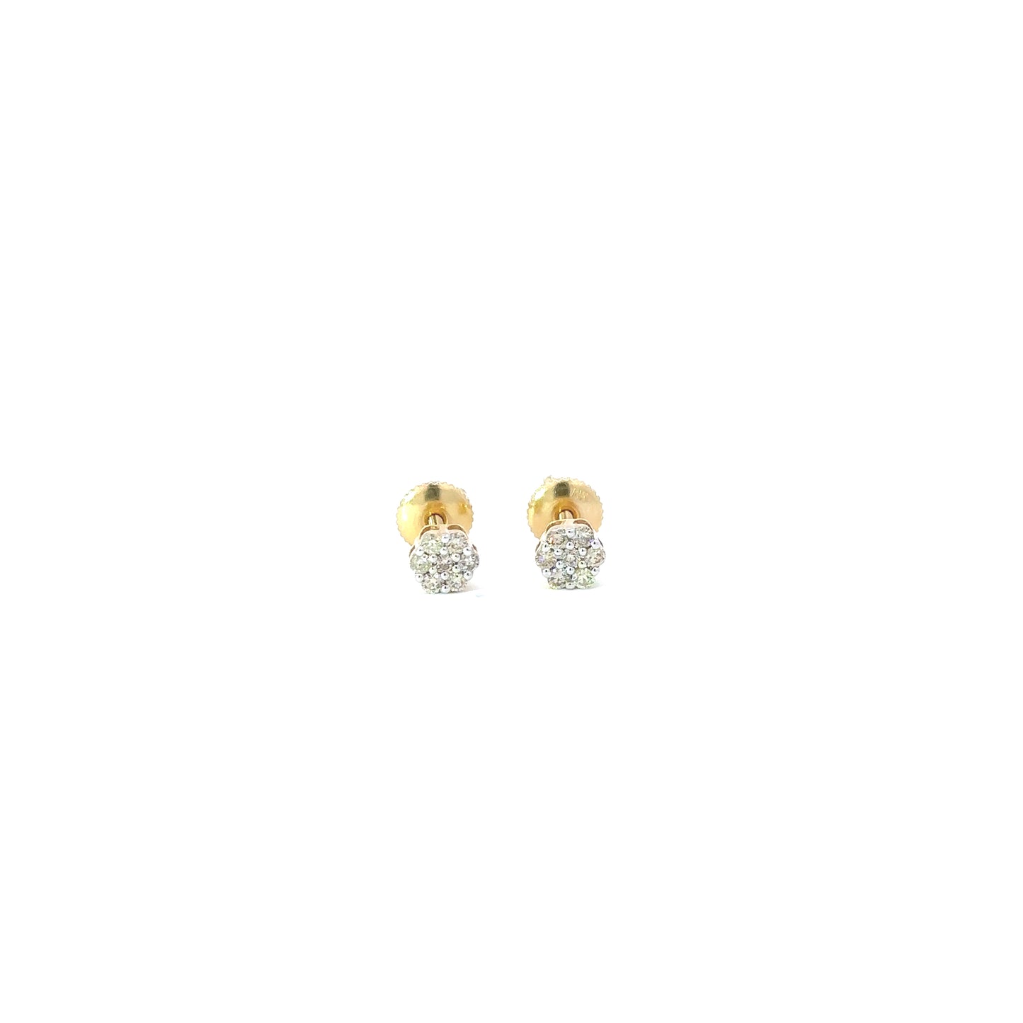 10K Cluster Diamond Screwback Earrings