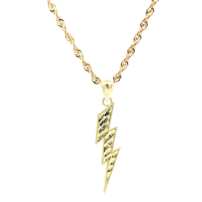 10K Yellow Gold Lightning Bolt Rope Pendant