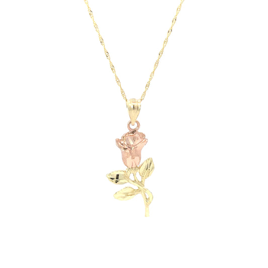 10K Yellow Gold Rose Pendant