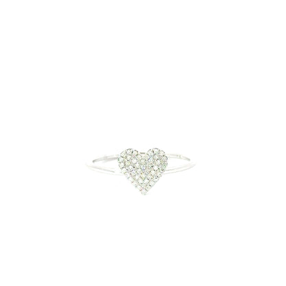 10K White Gold Heart Diamond Ring