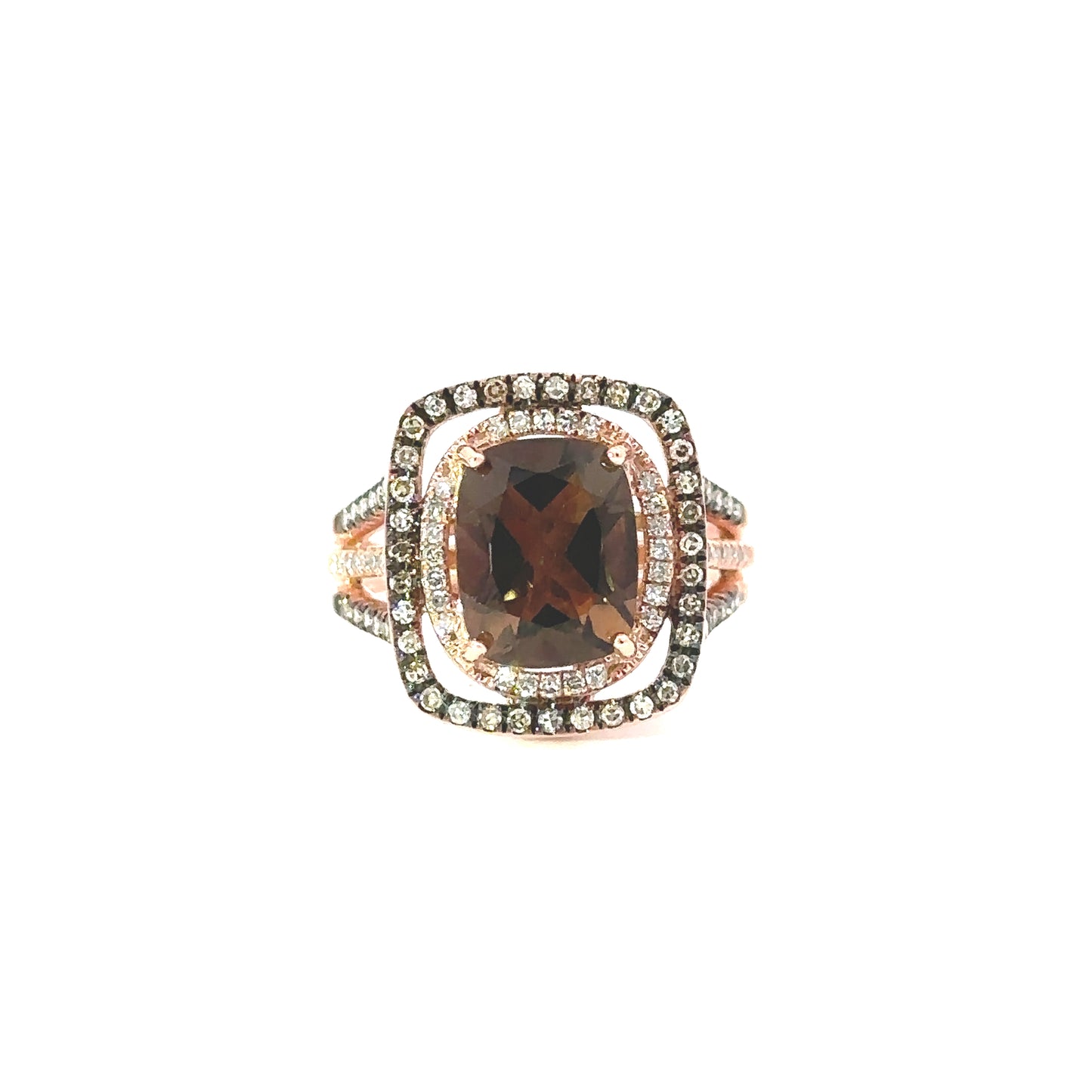 10K Rose Gold Smokey Quartz Diamond Ring