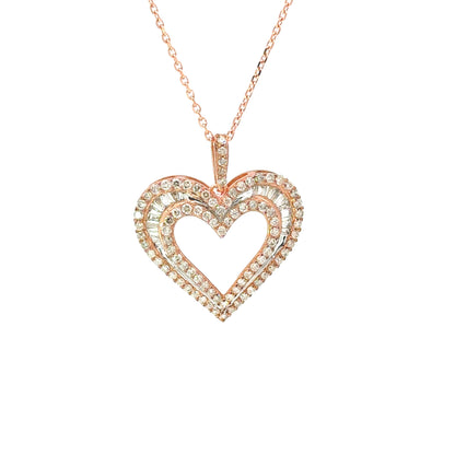 10K Rose Gold Diamond Heart Pendant