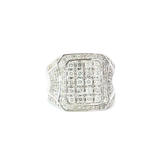 10K White Gold Mens Diamond Ring