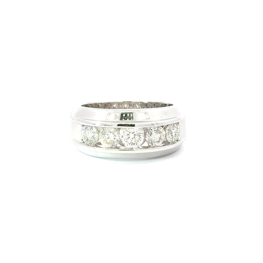 10K White Gold Mens Diamond Band