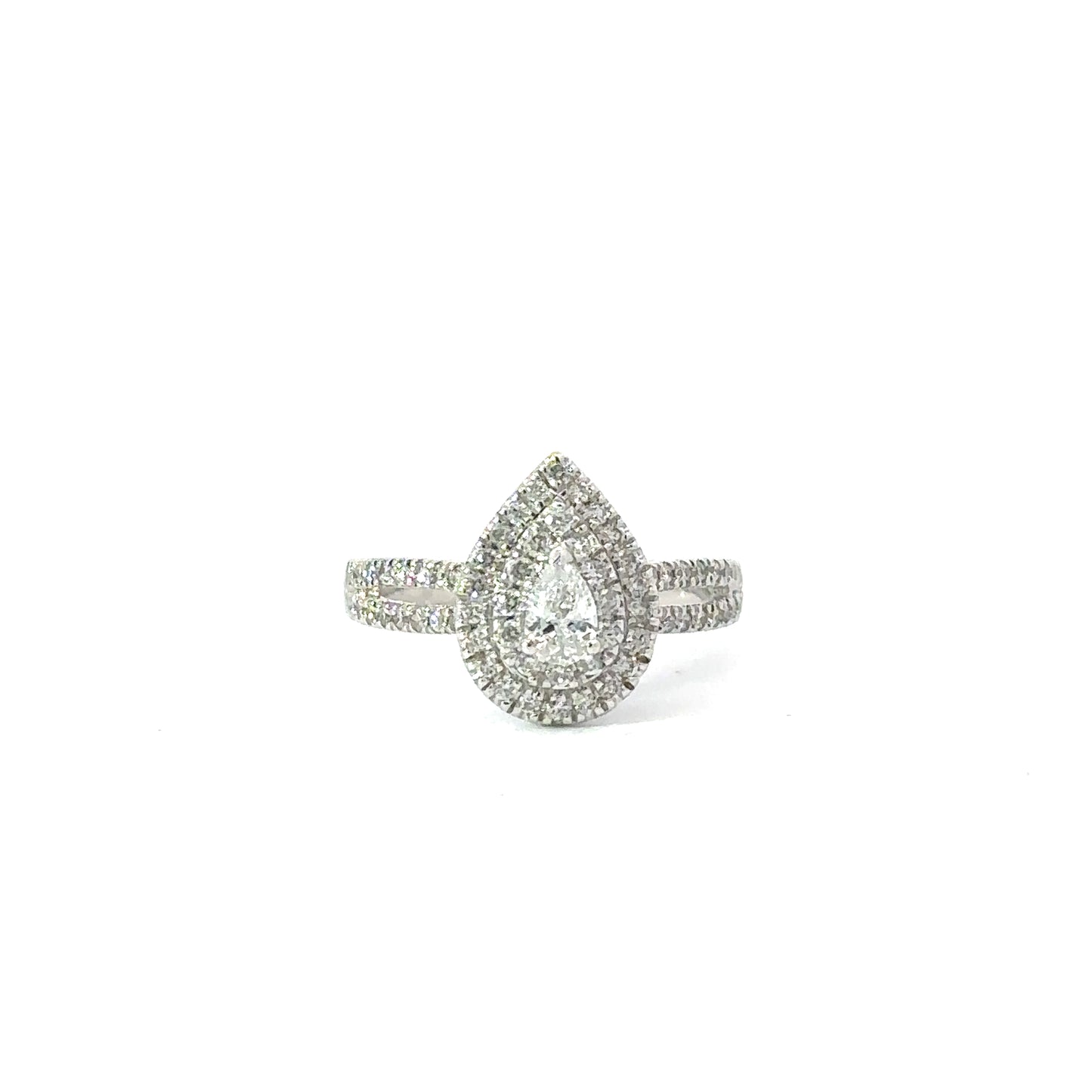 Pear-Shaped Diamond Halo Ring