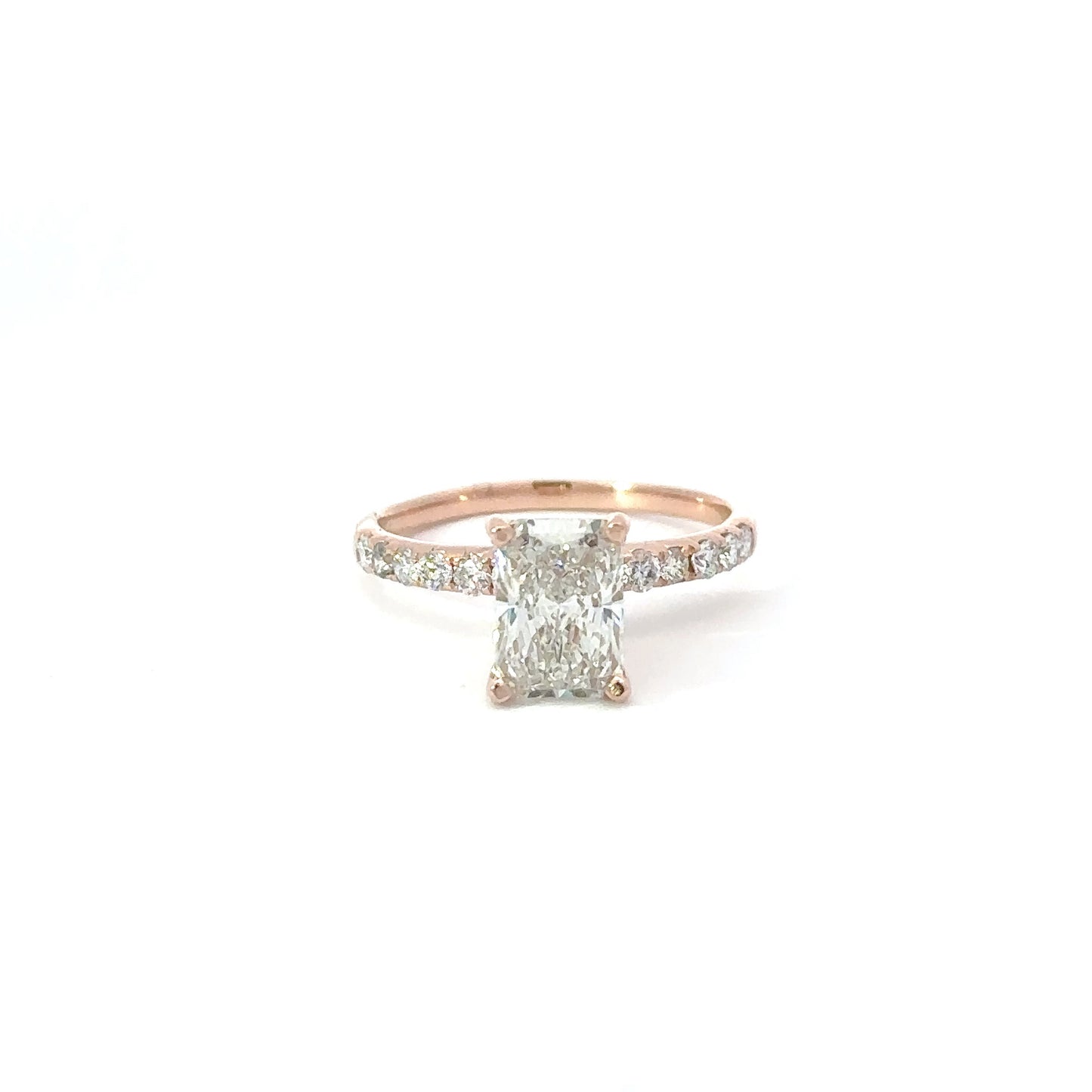 14K Rose Gold Lab Grown Radiant Engagement Ring