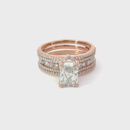 14K Rose Gold Lab Grown Radiant Engagement Ring