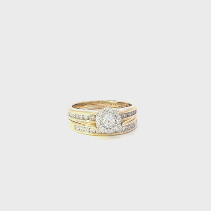 Gold Diamond Halo Ring