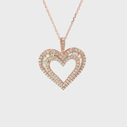 10K Rose Gold Diamond Heart Pendant