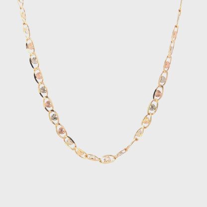 14K Tri Color Heart Chain