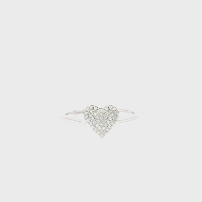 10K White Gold Heart Diamond Ring