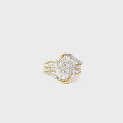 Two-Tone Wave Diamond Ring