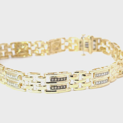 10K Yellow Gold Mens Diamond Link Bracelet