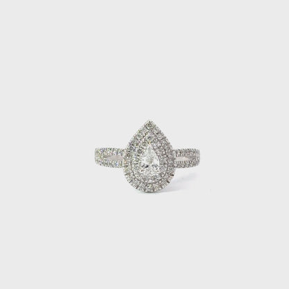 Pear-Shaped Diamond Halo Ring