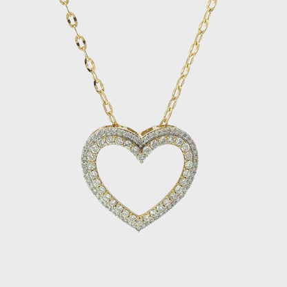 10K Yellow Gold Diamond Heart Pendant 1.00 CTTW