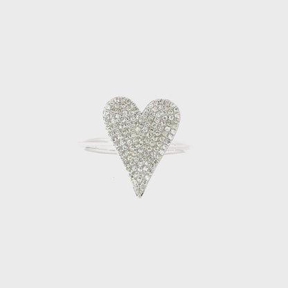 10K White Gold Diamond Heart Ring