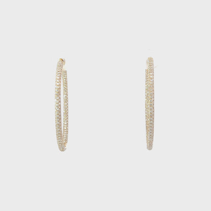 18K Yellow Gold Diamond Hoop Earrings