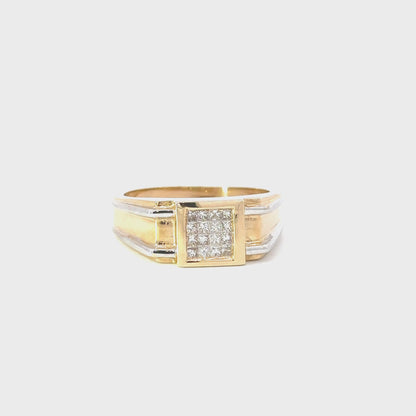 14K 2-Tone Mens Diamond Ring