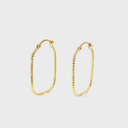 10K Yellow Gold Rectangular Hoops