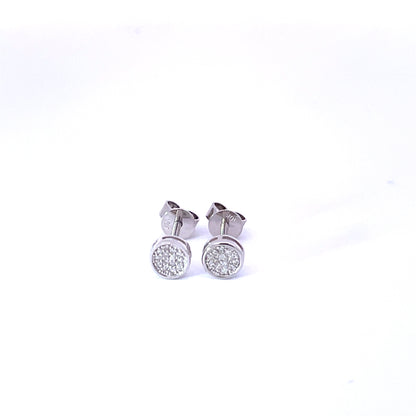 10K Round Diamond Screwback Earrings