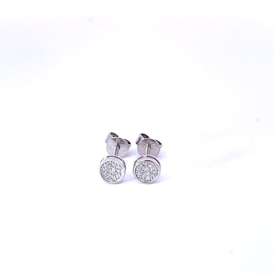 10K Round Diamond Screwback Earrings