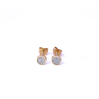 10K Round Diamond Screwback Earrings