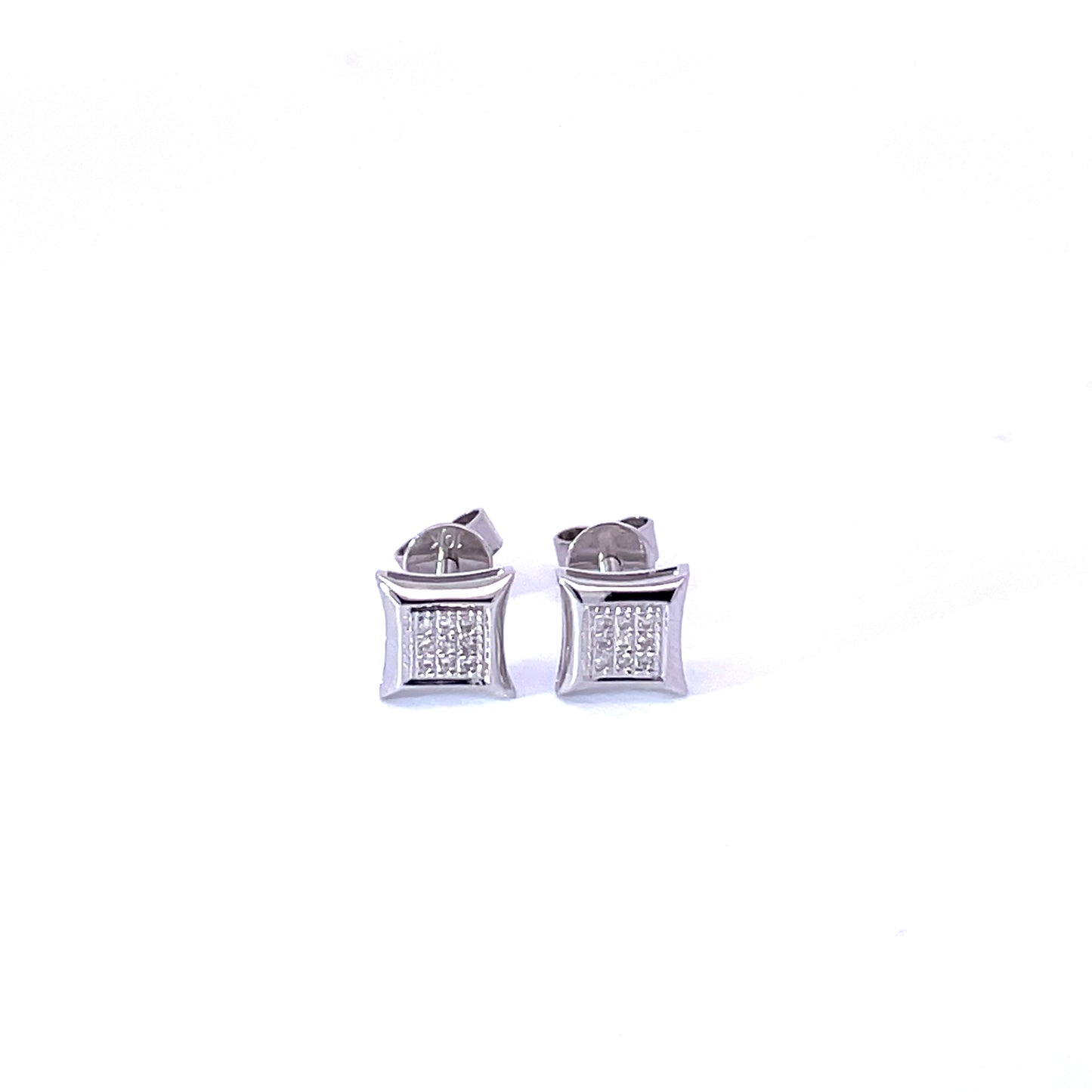 Square Diamond Screwback Earrings