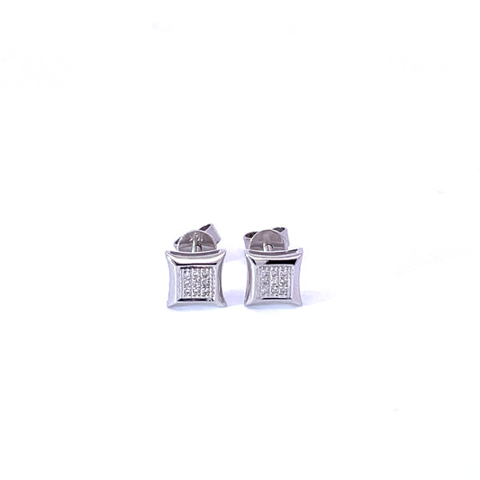 Square Diamond Screwback Earrings