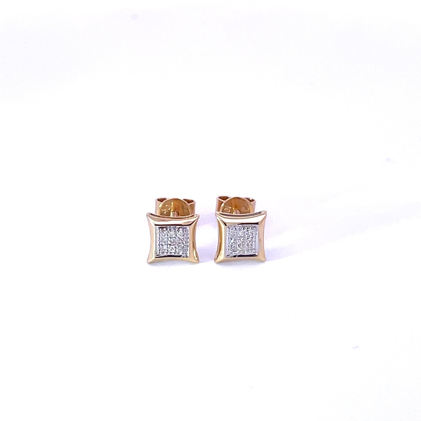 Square Diamond Screwback Earrings