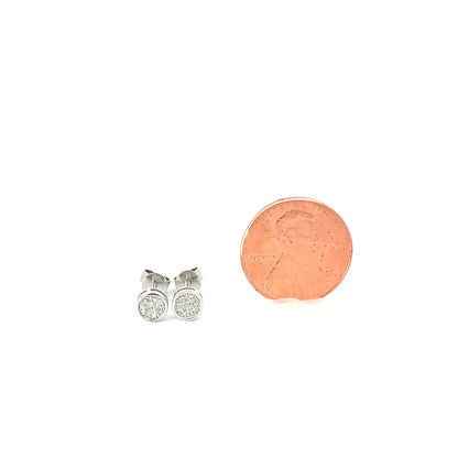 10K Round Diamond Screwback Earrings