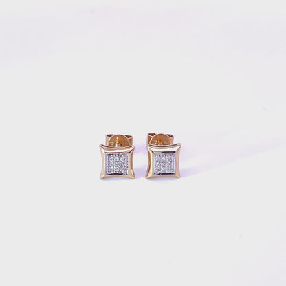 Square Diamond Screwback Earrings