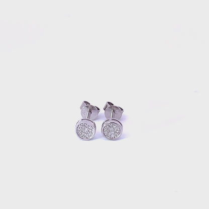 10K Round Diamond Screwback Earrings