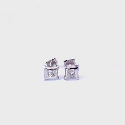 Square Diamond Screwback Earrings