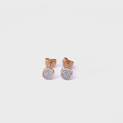 10K Round Diamond Screwback Earrings